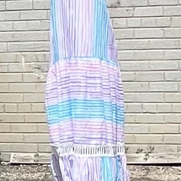 BINDU TIERED STRIPPED MAXI DRESS NWOT SIZE L - Picture 3 of 4